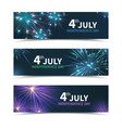 usa independence day banners set with fireworks vector image