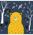 terrifying black bear on dark background vector image