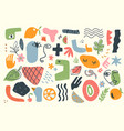 trendy doodle abstract nature icons isolated vector image