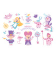 set of cartoon wonderland isolated characters vector image vector image
