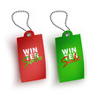 set realistic winter sale tags red and green vector image