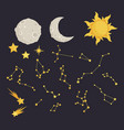 set stars and constellations starry sky vector image