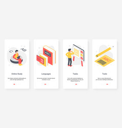 Isometric online english language courses Vector Image