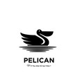 swimming black pelican logo icon isolated vector image vector image