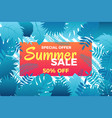 summer sale banner with leafs vector image vector image