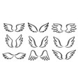 angel doodle wing set hand drawn vector image