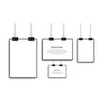 blank white poster hanging with binder clips vector image vector image