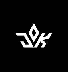 Jk monogram logo with diamond shape and ring Vector Image