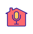 microphone house icon isolated contour vector image