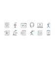 podcast doodle icons with microphone headphones vector image