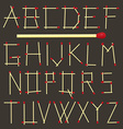 safety matches alphabet on dark background vector image