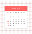 calendar page for march 2015 vector image vector image