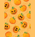 halloween pumpkin seamless pattern on orange vector image