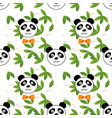 seamless cute panda face wearing bow tie leaves vector image vector image