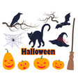 halloween simple elements set vector image