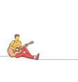one continuous line drawing of young happy male vector image