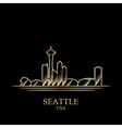 gold silhouette of seattle on black background vector image