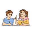 children doing schoolwork vector image vector image
