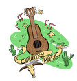 country music logo with guitar cacti skull vector image vector image