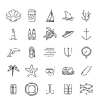 diving and water activities icons outline vector image