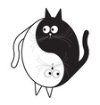 white and black cute funny cartoon cat yin yang vector image