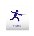 fencing sport symbol stickman solid icon vector image vector image