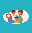family with shield protection from dangers vector image