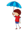 Doodle boy and girl with umbrella Royalty Free Vector Image