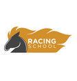 horse racing school logo label with animal vector image