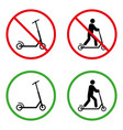 man on kick scooter forbidden pictogram permit vector image vector image