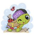 Turtle with ladybug on meadow Royalty Free Vector Image