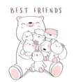 cute baby animal cartoon hand drawn style vector image vector image