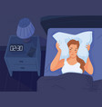 insomnia of awaking woman awake night at worried vector image