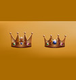 3d golden king and queen crown gems on monarchy vector image vector image