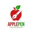 apple pen logo template this design use fruit vector image vector image
