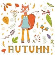 autumn elegant card with cute fox character vector image vector image