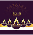 elegant happy diwali wishes card on mandala style vector image vector image