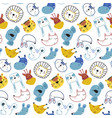 seamless pattern with cute animal faces vector image vector image