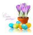 fresh spring flowers with easter eggs vector image vector image