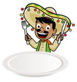 mexican mariachi man looking over an empty plate vector image vector image