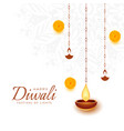 simple happy diwali decorative card with hanging vector image vector image