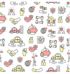 Thin line art flat style insurance icon set Vector Image