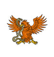 golden eagle grappling rattlesnake drawing vector image