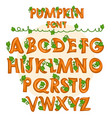 stylized pumpkin alphabet for autumn theme font vector image