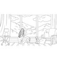 a cute girl sits on the floor vector image vector image