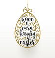 easter greeting card hanging egg vector image