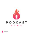 fire flame podcast mic logo design vector image
