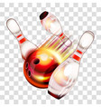 bowling ball flying over pins vector image
