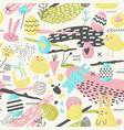 happy easter seamless pattern with eggs bunny vector image vector image