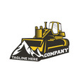 modern logo bulldozer and mountains vector image